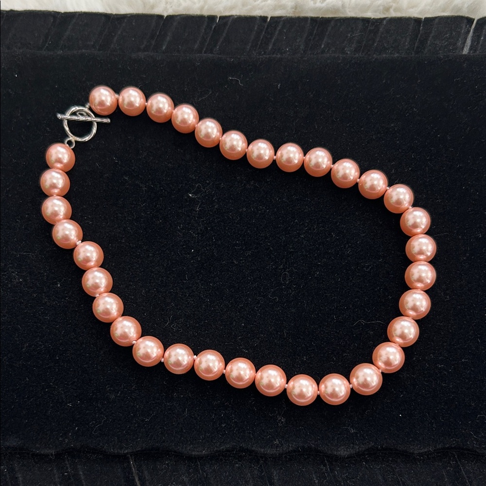 Pink Round Pearl Choker Necklace 12mm